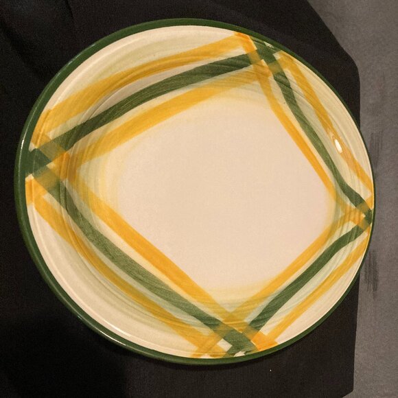 VTG 1950's Vernonware Gingham 12.5" Long Platter-Hand Painted Yellow/Green-EUC - Picture 9 of 9